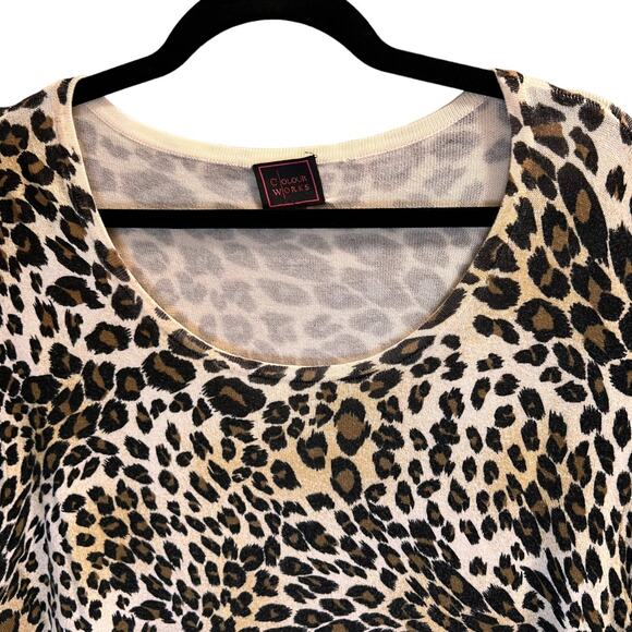 Colourworks Pullover Sweater Size Large Cheetah Print Brown Black Tan - Picture 2 of 16
